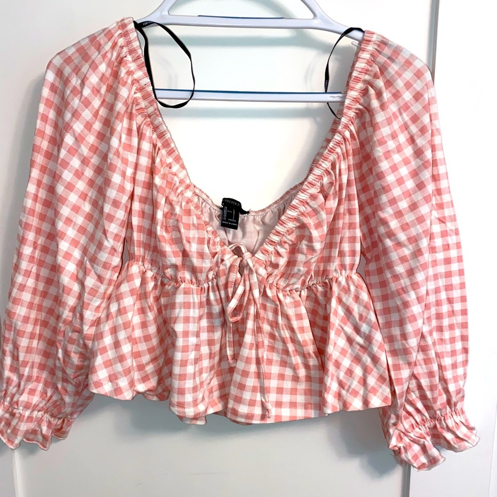 Forever 21 Pink Gingham Top
